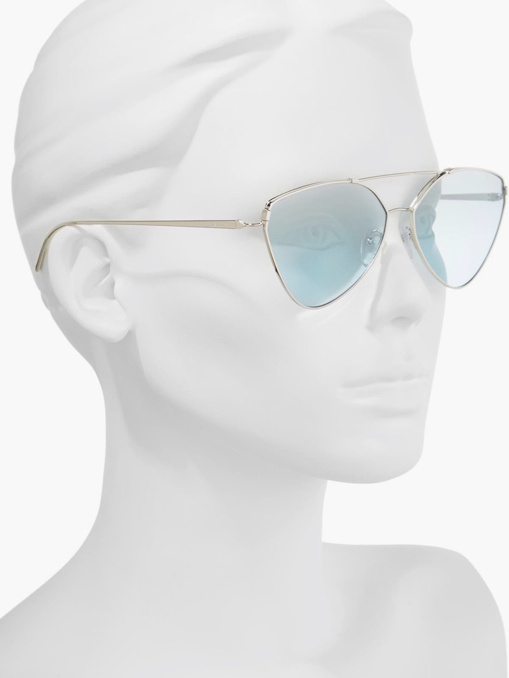 Prada Silver Frame Blue-Tinted Cat-Eye Sunglasses